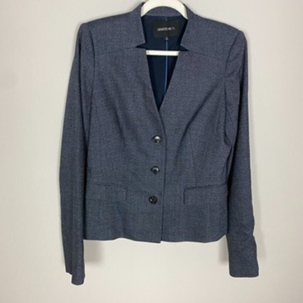 Lafayette 148 New York Blazer Blue Wool Silk Blend 3 Button Professional Career